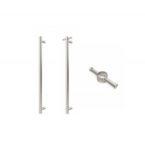 Vertical 1 Bar Brushed Nickel Heated Rail – Round